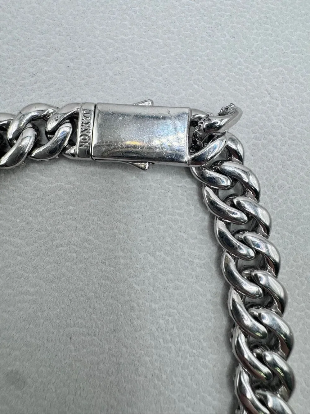 Jaxxon CZ Iced Out Stainless Steel Cuban Link Chain Necklace Silver Size 19in